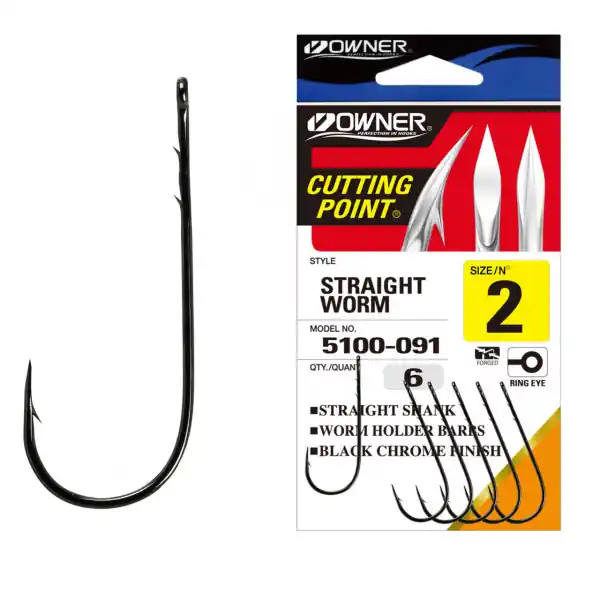 Carlig Owner 5100 No.2/0 Straight Worm - Reducere specială