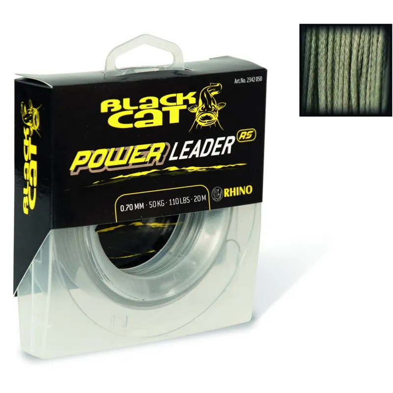 Fir Somn Textil Black Cat Power Leader, 20m, 1.00mm 80kg | Retur simplu
