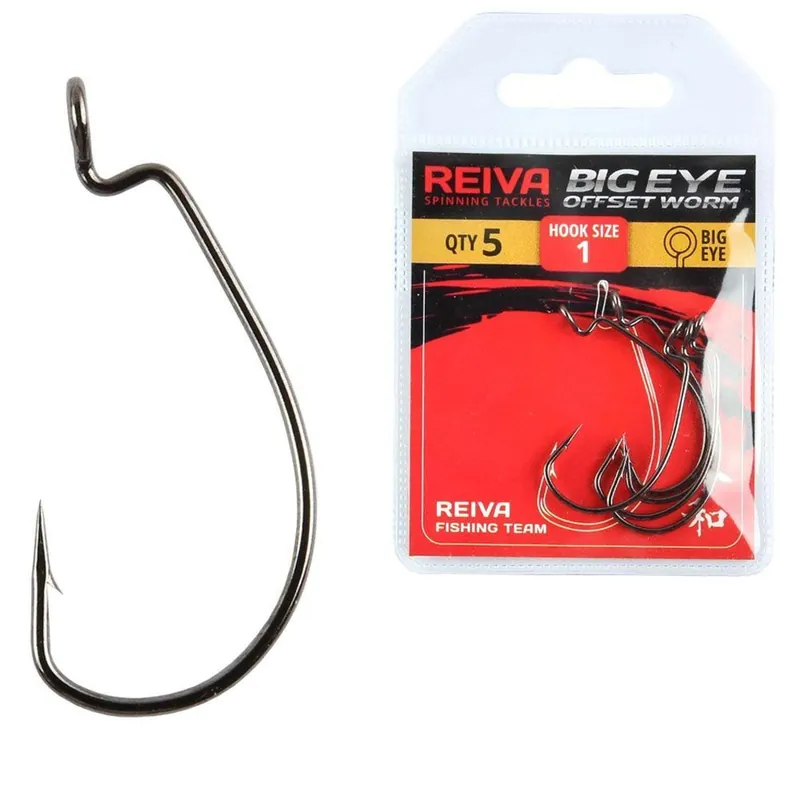 Ofertă online | Carlige offset Reiva Offset Worm Big Eye Nr.3/0